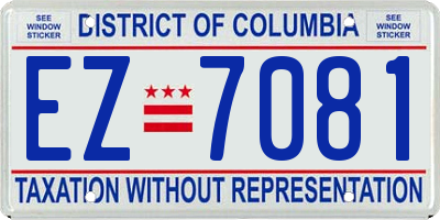 DC license plate EZ7081