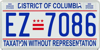 DC license plate EZ7086