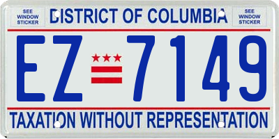 DC license plate EZ7149