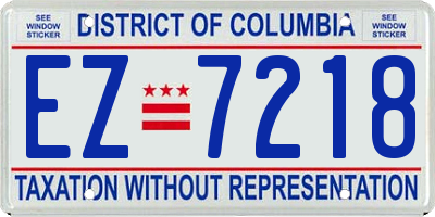 DC license plate EZ7218