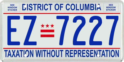 DC license plate EZ7227