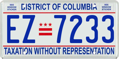 DC license plate EZ7233