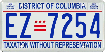 DC license plate EZ7254