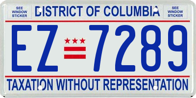 DC license plate EZ7289