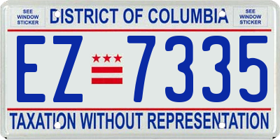 DC license plate EZ7335