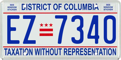 DC license plate EZ7340