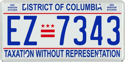 DC license plate EZ7343