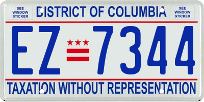 DC license plate EZ7344