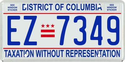 DC license plate EZ7349