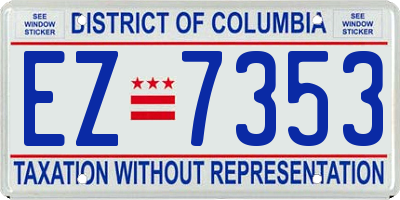 DC license plate EZ7353