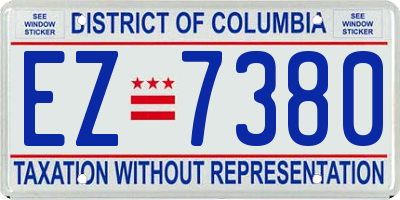 DC license plate EZ7380