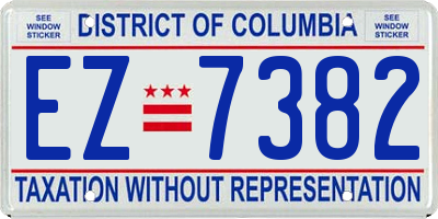 DC license plate EZ7382