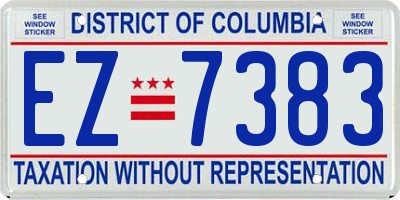 DC license plate EZ7383