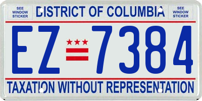 DC license plate EZ7384