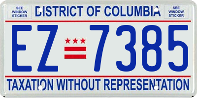 DC license plate EZ7385