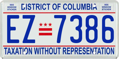 DC license plate EZ7386