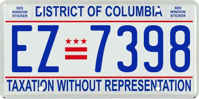 DC license plate EZ7398