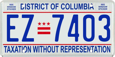 DC license plate EZ7403