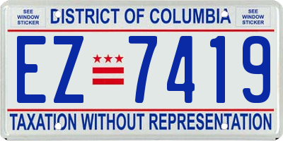 DC license plate EZ7419