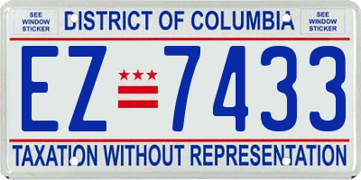 DC license plate EZ7433