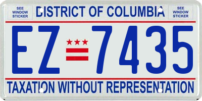 DC license plate EZ7435