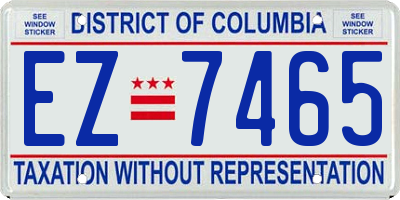 DC license plate EZ7465