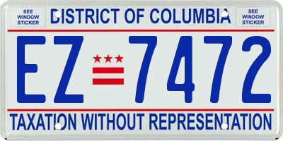 DC license plate EZ7472