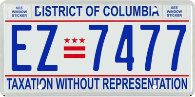 DC license plate EZ7477