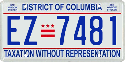 DC license plate EZ7481