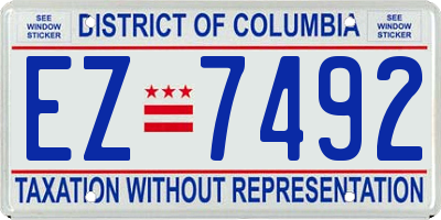 DC license plate EZ7492