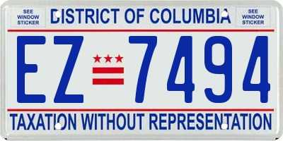 DC license plate EZ7494