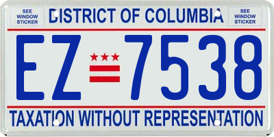 DC license plate EZ7538