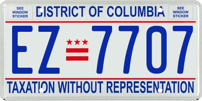 DC license plate EZ7707