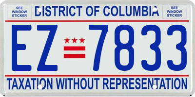 DC license plate EZ7833