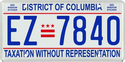 DC license plate EZ7840