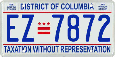 DC license plate EZ7872