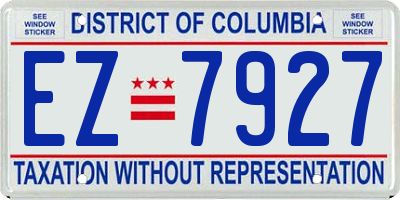 DC license plate EZ7927