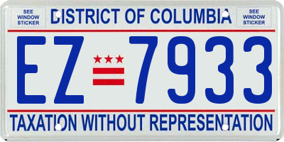 DC license plate EZ7933