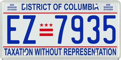 DC license plate EZ7935