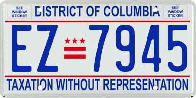 DC license plate EZ7945