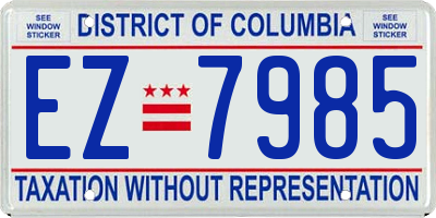 DC license plate EZ7985