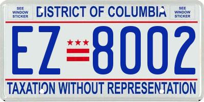 DC license plate EZ8002