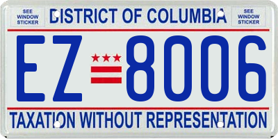 DC license plate EZ8006