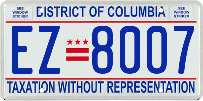 DC license plate EZ8007