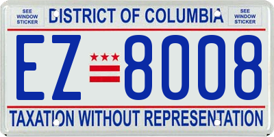 DC license plate EZ8008