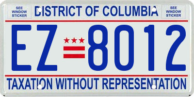 DC license plate EZ8012