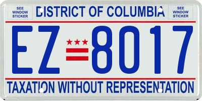 DC license plate EZ8017