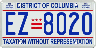 DC license plate EZ8020