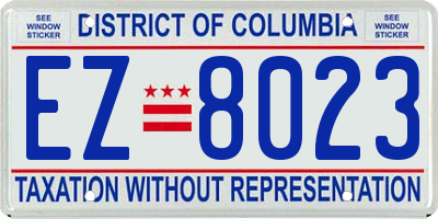 DC license plate EZ8023