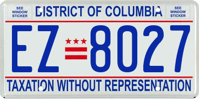 DC license plate EZ8027